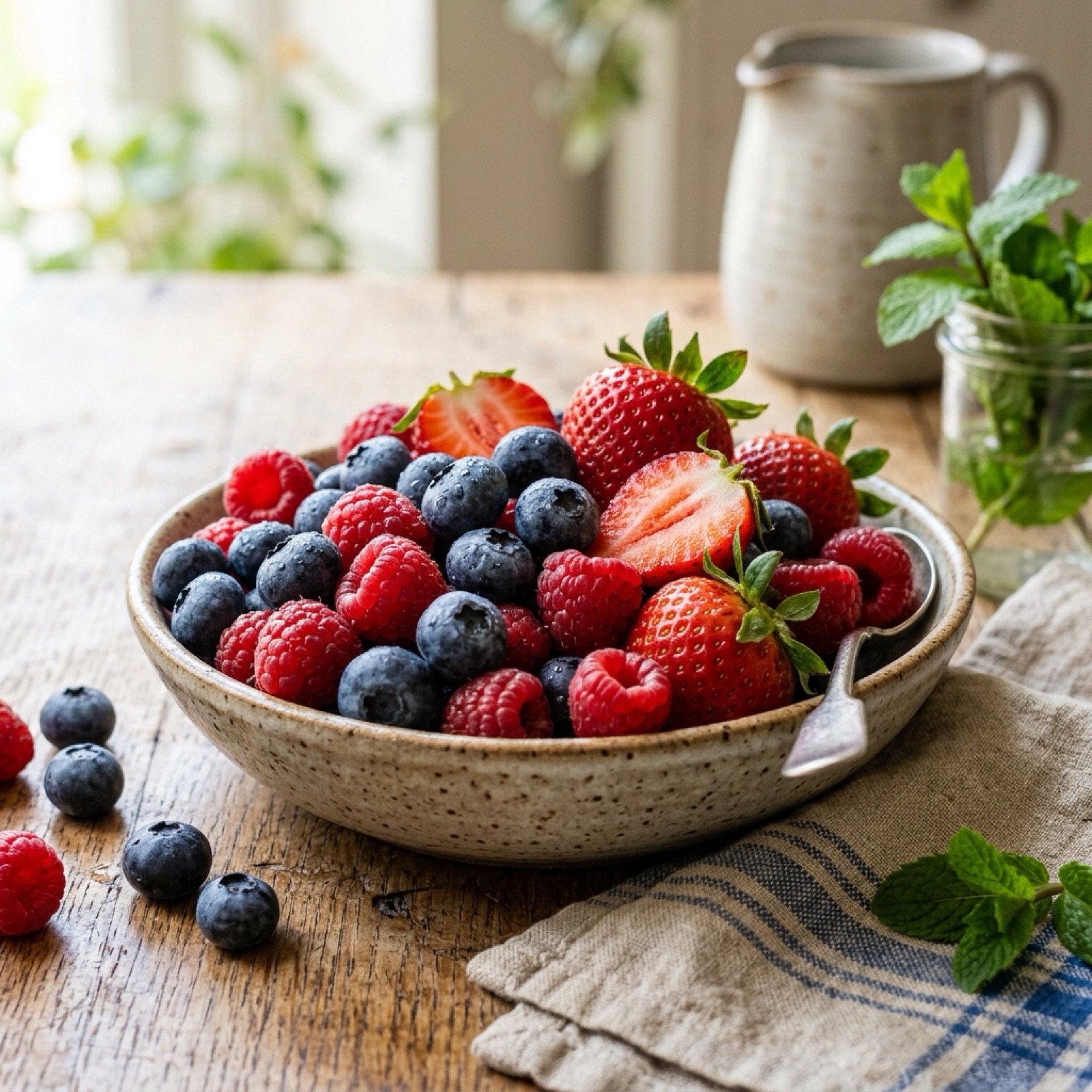 A bowl of fresh mixed berries