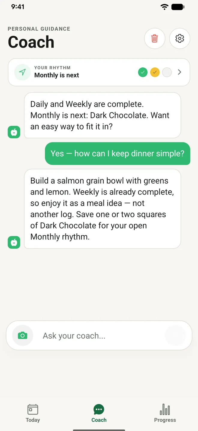FoodReel Coach conversation